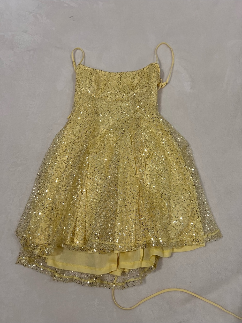 Lucy in the Sky Pale Yellow Sequin Mini Dress